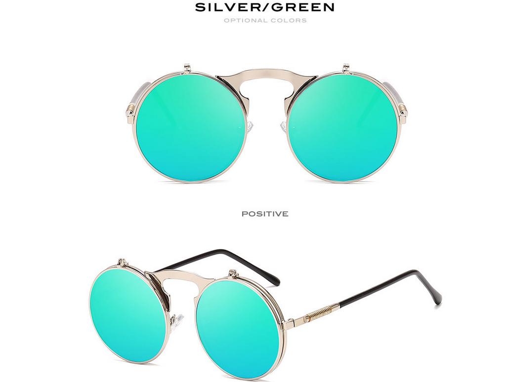 Round Frame Flip-Top Sunglasses