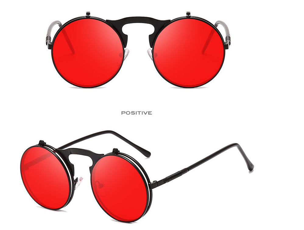 Round Frame Flip-Top Sunglasses