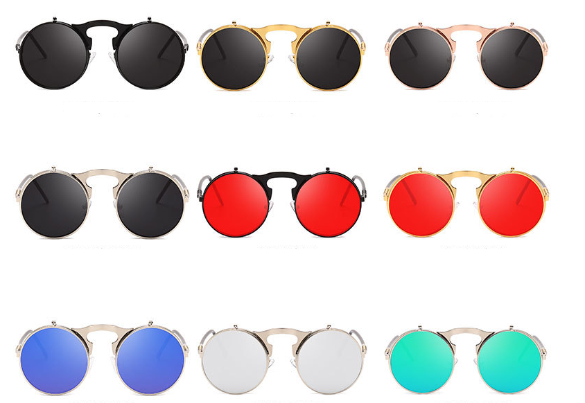 Round Frame Flip-Top Sunglasses