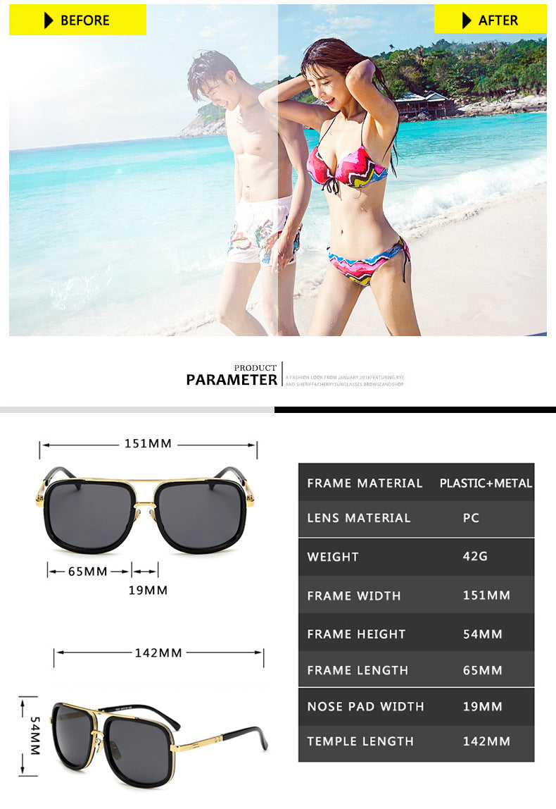 Vintage Square Metal Sunglasses for Men and Women