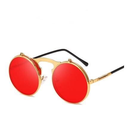 Round Frame Flip-Top Sunglasses