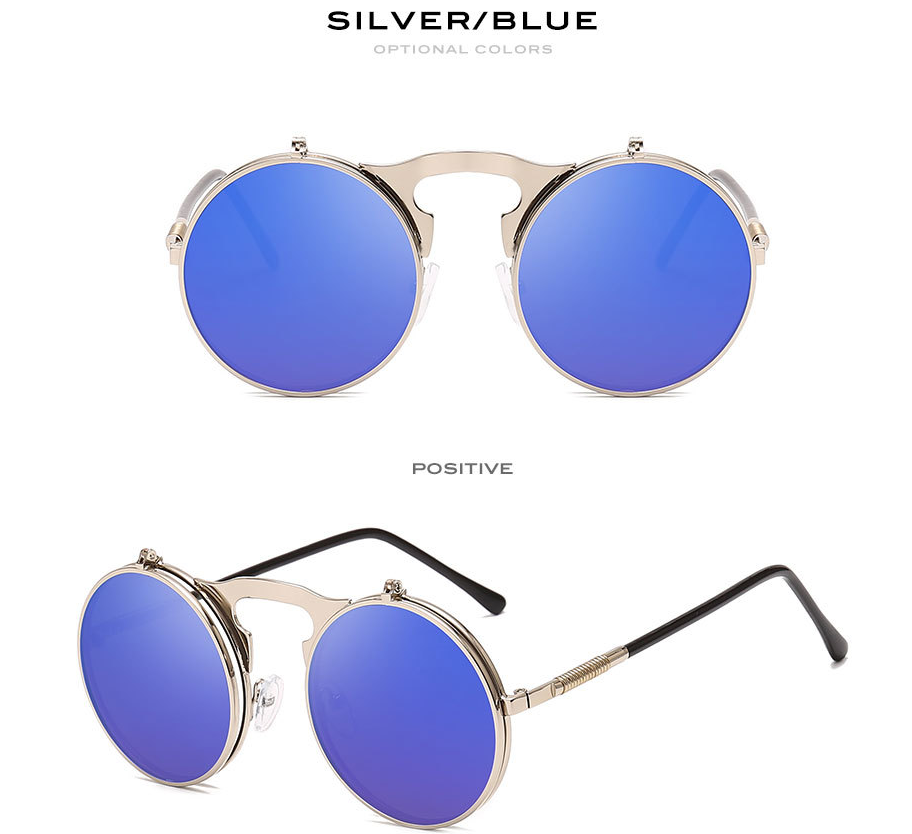 Round Frame Flip-Top Sunglasses
