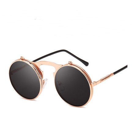 Round Frame Flip-Top Sunglasses